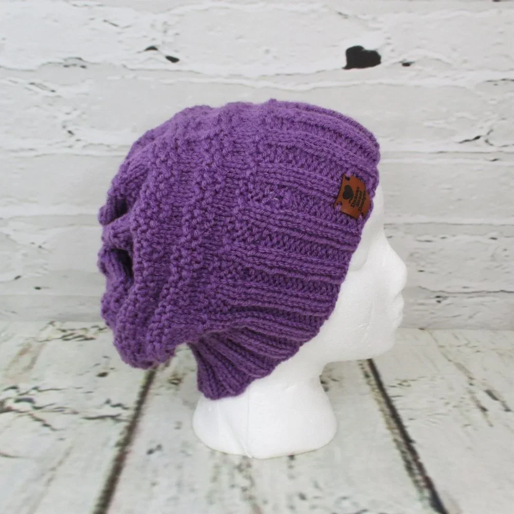 Duncan Street Designs Donna Lee Hipster Hand Knit Slouchy Hat - Picture 2 of 6